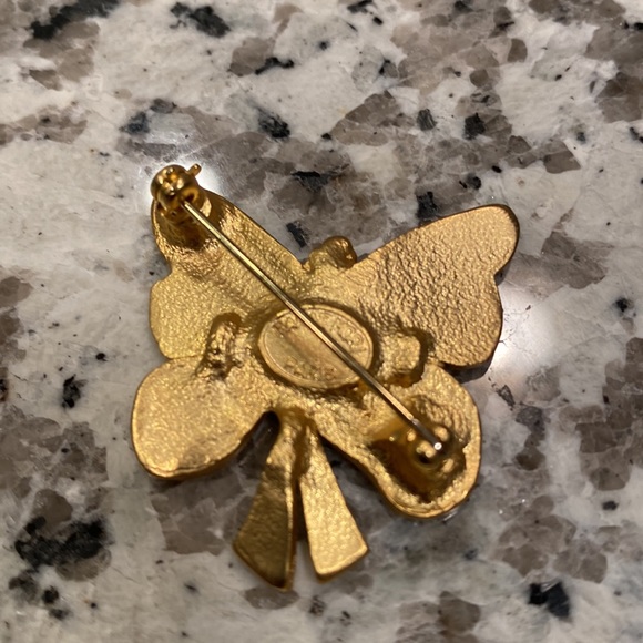 Hanae Mori Gold Butterfly Brooch from Paris - Picture 3 of 4